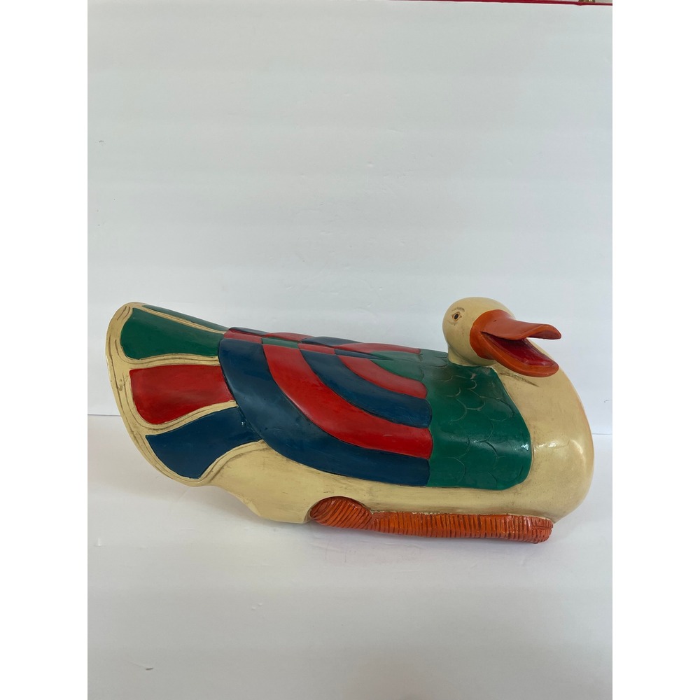 Large Folk Art Decorative Duck Figurine Hand Painted 18Inch,